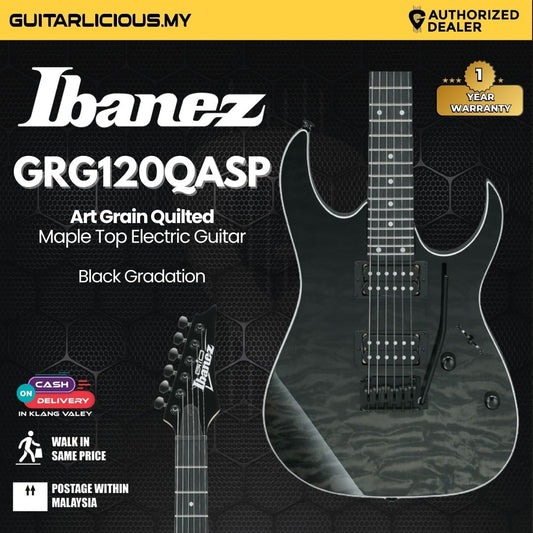 Ibanez Gio GRG120QASP, Art Grain Quilted Maple Top Electric Guitar - Black Gradation