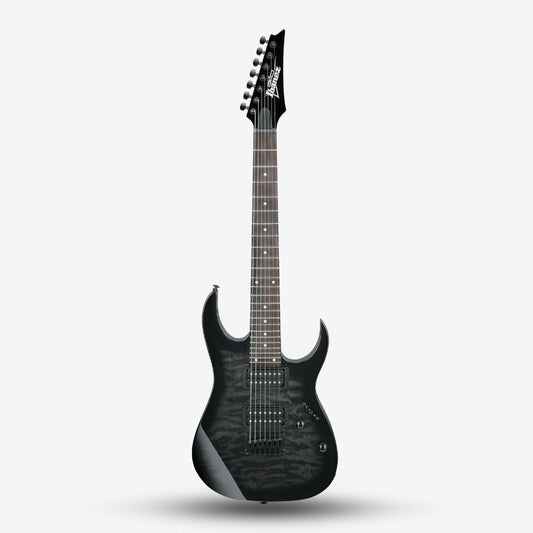 Ibanez GRG7221QA 7-String Double Humbucker Electric Guitar - Transparent Black Burst (GRG 7221 QA -TKS)