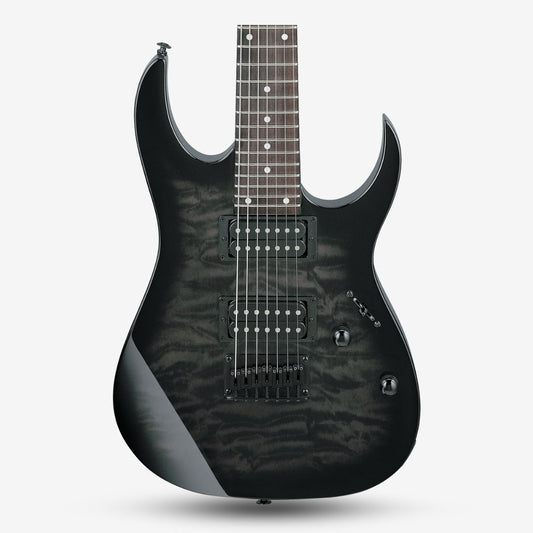 Ibanez GRG7221QA 7-String Double Humbucker Electric Guitar - Transparent Black Burst (GRG 7221 QA -TKS)