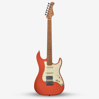 Bacchus GS-2DX RSM/M Universe Series HSS Electric Guitar with Roasted Maple Neck and Fretboard - Fiesta Red