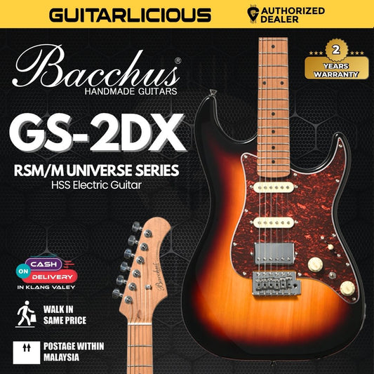 Bacchus GS-2DX RSM/M Universe Series HSS Electric Guitar with Roasted Maple Neck and Fretboard - Sunburst