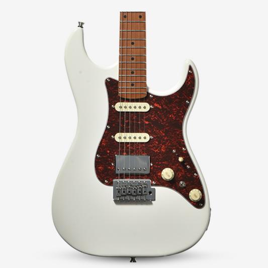 Bacchus GS-2DX RSM/M Universe Series HSS Electric Guitar with Roasted Maple Neck and Fretboard - White