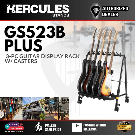 Hercules GS523B PLUS 3-Guitar Rack with Castors — mobile rack for three guitars