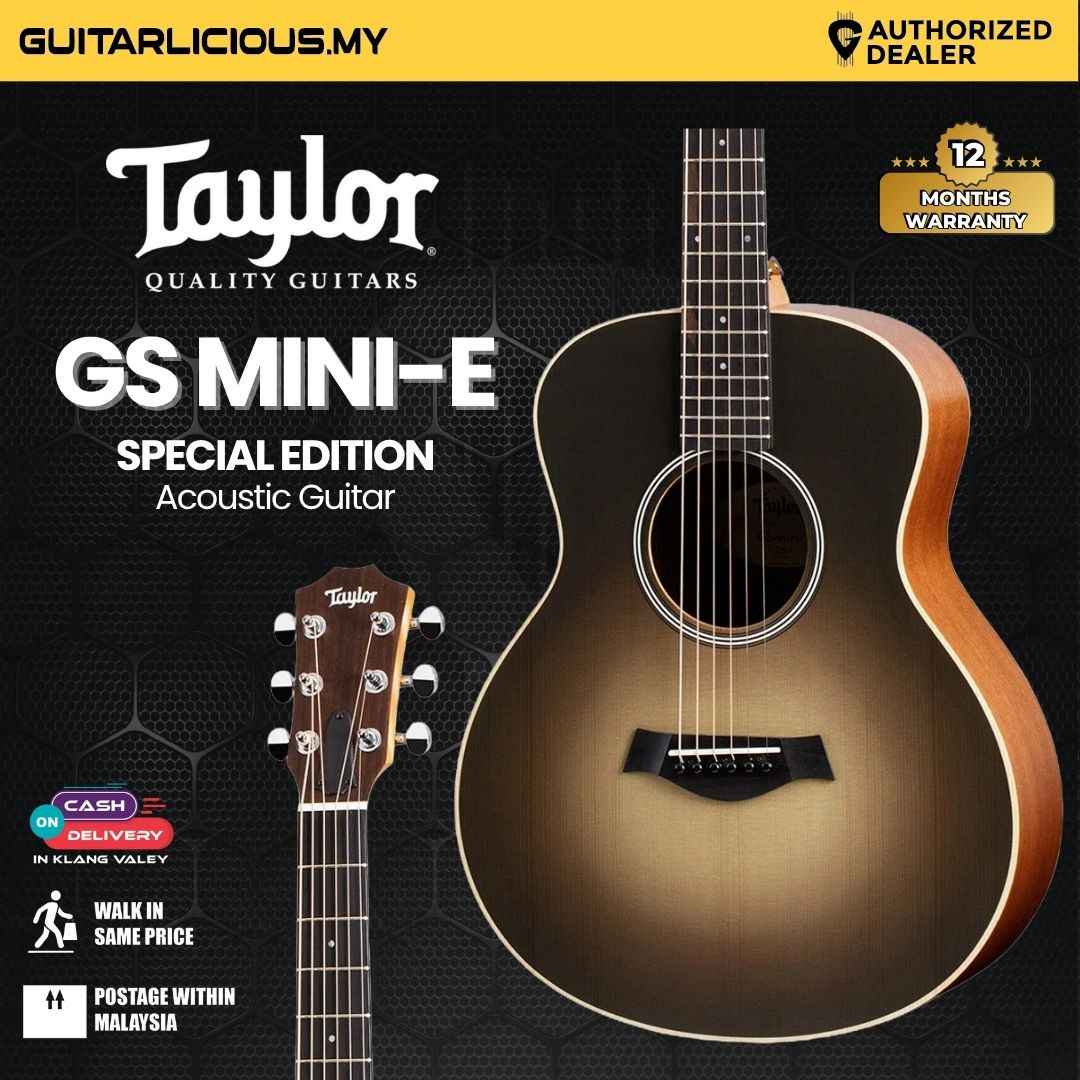 Taylor GS Mini-E Special Edition Acoustic Guitar w/Bag, Carbon Burst Top