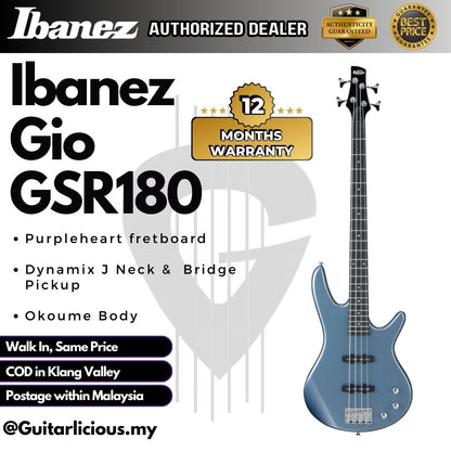 Ibanez GSR180 Gio Series String Electric Bass, Baltic Blue
