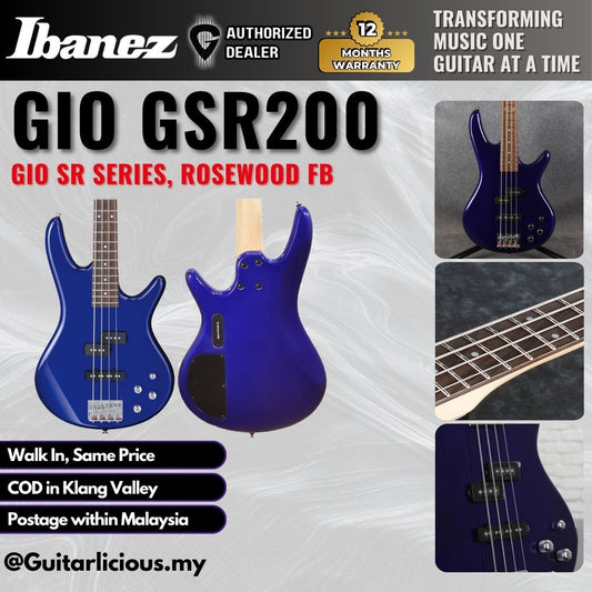 Ibanez Gio SR Series GSR200 , 4 Strings Electric Bass Guitar - Jewel Blue ( GSR200-JB / GSR-200 / GSR 200 )