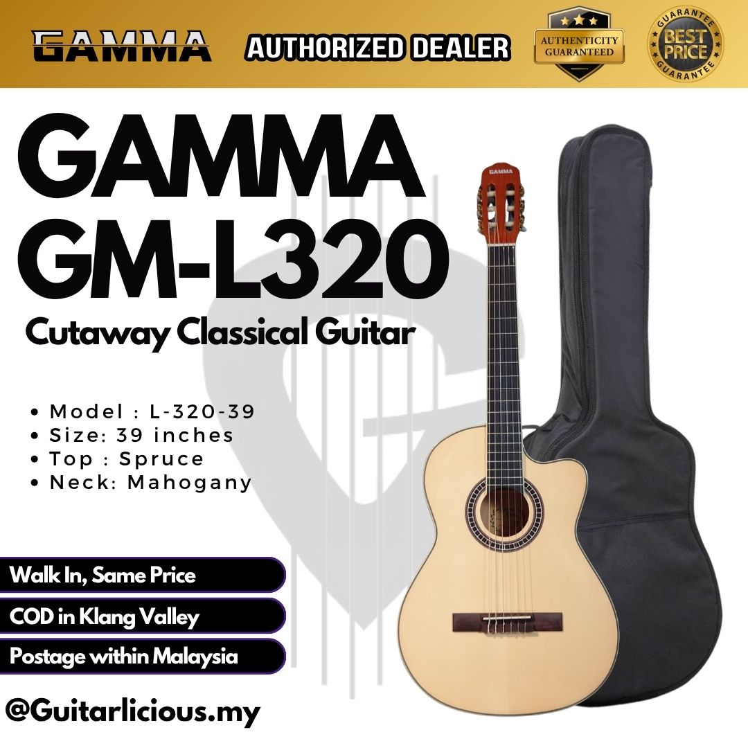 Gamma GM-L320 39" Cutaway Classical Guitar - ( GM-L320 / GM L320 )