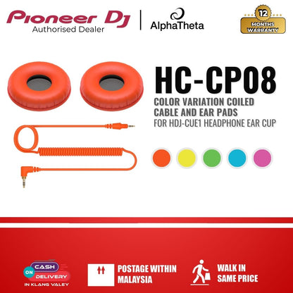 Pioneer DJ HC-CP08 Color Variation Coiled Cable and Ear Pads for HDJ-CUE1 Headphone Ear Cup
