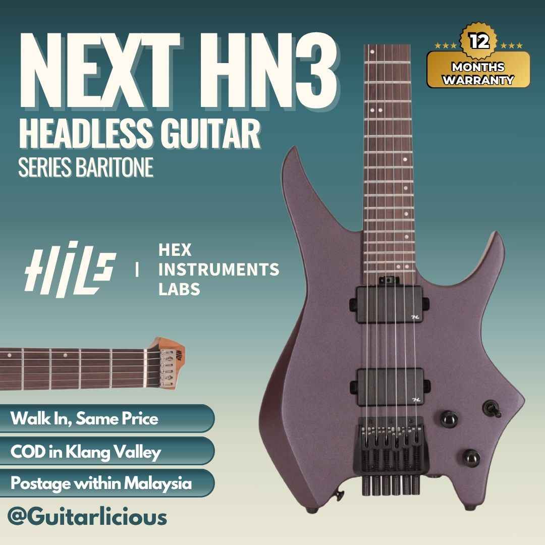 HILS NEXT Series Baritone Headless Guitar HN3 - Satin Metallic Deep Purple