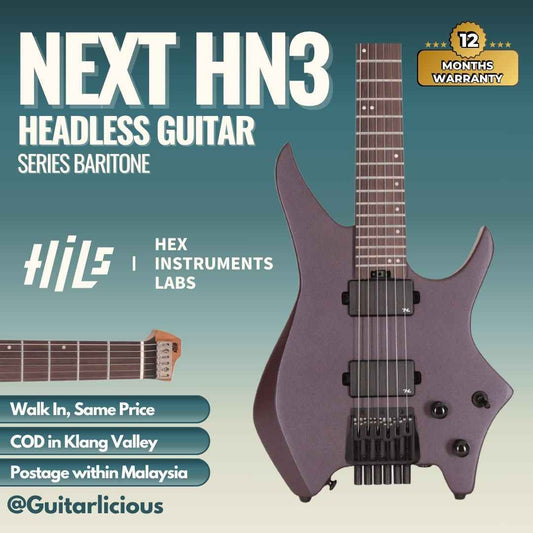 HILS NEXT Series Baritone Headless Guitar HN3 - Satin Metallic Deep Purple