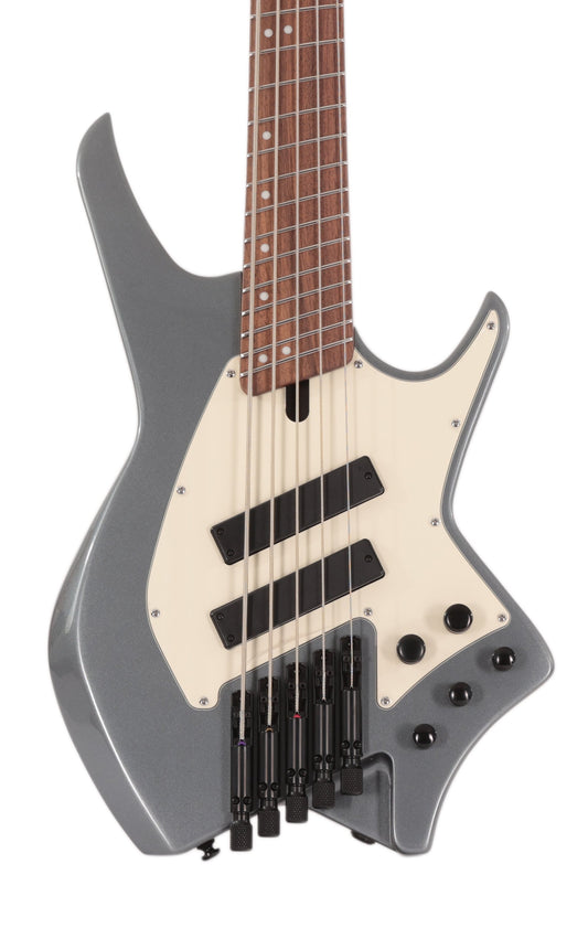 HILS NEXT HNB5-5 String Multi-Scale Bass w Fanned Frets - Gloss Gunmetal Grey