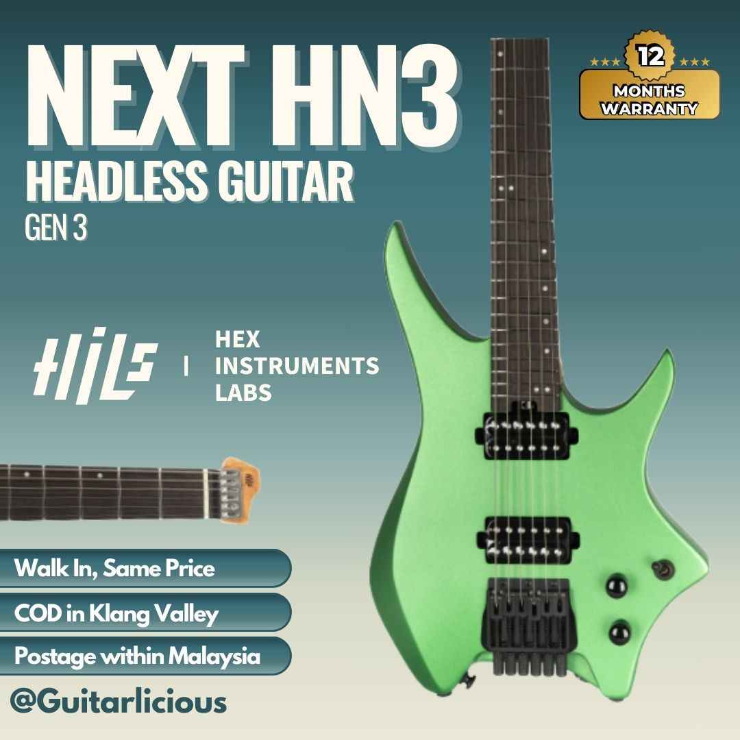 HILS NEXT Series Headless Guitar HN3 - Gen 3 (Open Humbuckers) -Metallic Green