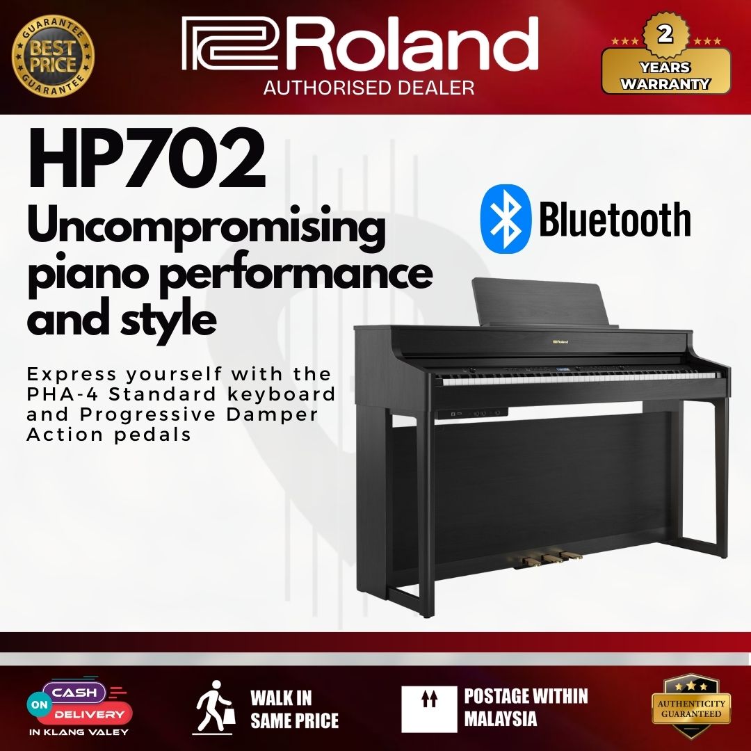 Roland HP702 88-keys Digital Piano with Piano Bench - Charcoal Black