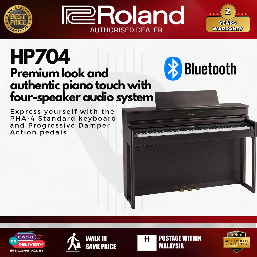 Roland HP704 88-keys Digital Piano with Piano Bench - Dark Rosewood