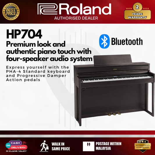 Roland HP704 88-keys Digital Piano with Piano Bench - Dark Rosewood