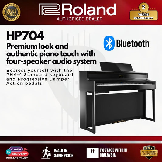 Roland HP704 88-keys Digital Piano with Piano Bench - Charcoal Black