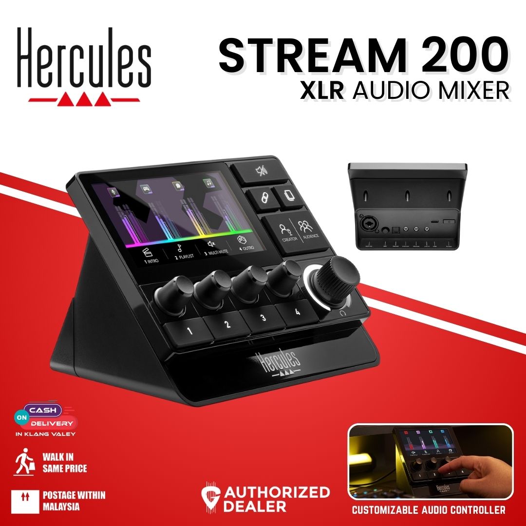 Hercules Stream 200 XLR, Pro Audio Mixer ( Compatible with PC