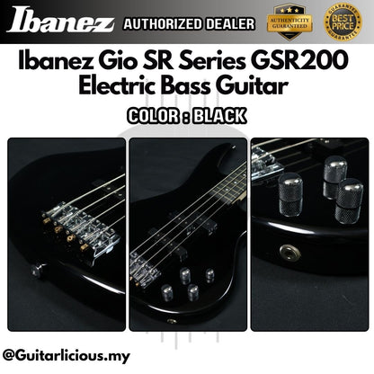 Ibanez Gio SR Series GSR200 , 4 String Electric Bass Guitar - Black ( GSR200-BK / GSR-200 / GSR 200 )