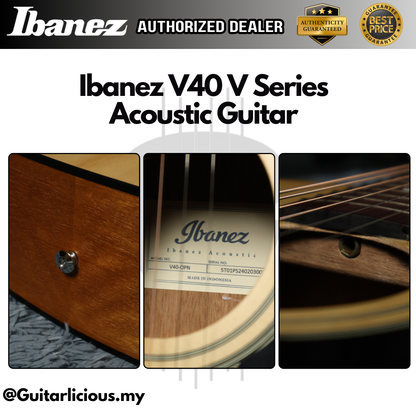 Ibanez V40 V Series Acoustic Guitar, Open Pore Natural ( V-40 / V 40 )