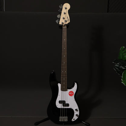 Squier Sonic Precision 4 String Bass Guitar with White Pickguard, Laurel FB - Black / BK, Beginner Level