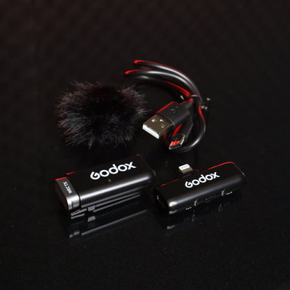 GODOX WES1 Kit1 Wireless Lavalier Microphone for iPhone/Lightning, Dual Channel 2.4G Wireless Mic, Noise Cancelling