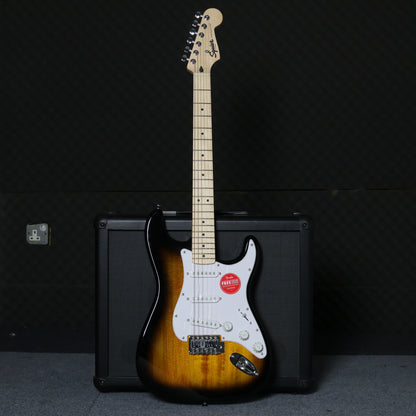 Squier Sonic Stratocaster SSS Electric Guitar with White Pickguard & Tremolo , Maple FB - 2-Color Sunburst