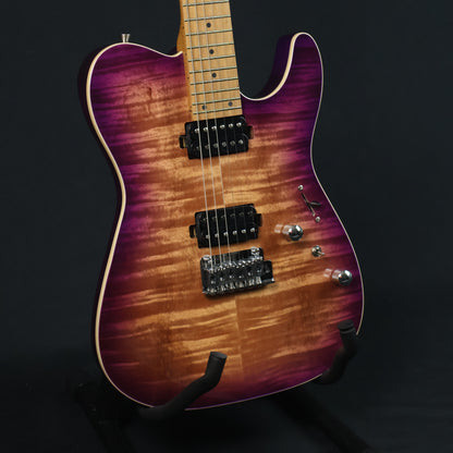 Bacchus TAC24 FMH-RSM/M Roasted Maple Fretboard, Flame Mahogany Telecaster Electric Guitar w/ HH - Natural Magenta Burst