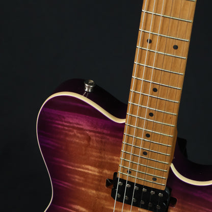 Bacchus TAC24 FMH-RSM/M Roasted Maple Fretboard, Flame Mahogany Telecaster Electric Guitar w/ HH - Natural Magenta Burst