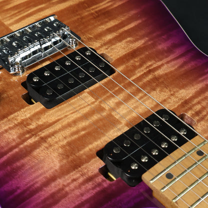 Bacchus TAC24 FMH-RSM/M Roasted Maple Fretboard, Flame Mahogany Telecaster Electric Guitar w/ HH - Natural Magenta Burst