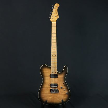 Bacchus TAC24 FMH-RSM/M Roasted Maple Fretboard, Flame Mahogany Telecaster Electric Guitar w/ H-H - Natural Black Burst