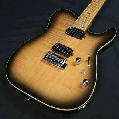 Bacchus TAC24 FMH-RSM/M Roasted Maple Fretboard, Flame Mahogany Telecaster Electric Guitar w/ H-H - Natural Black Burst