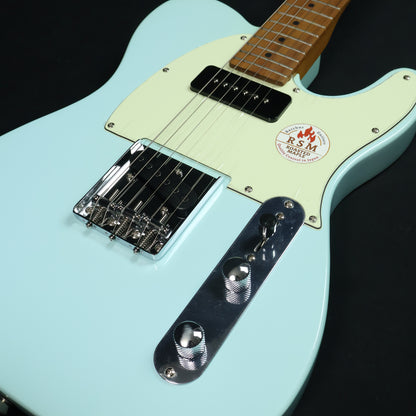 Bacchus BTE-2-RSM/M Roasted Maple Fretboard, Telecaster Electric Guitar w P-90 & Single Coil Pickups - Pastel Sonic Blue