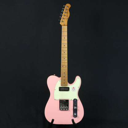 Bacchus BTE-2-RSM/M Roasted Maple Fretboard, Telecaster Electric Guitar w P-90 & Single Coil Pickups - Shell Pink / BTE2