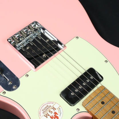 Bacchus BTE-2-RSM/M Roasted Maple Fretboard, Telecaster Electric Guitar w P-90 & Single Coil Pickups - Shell Pink / BTE2