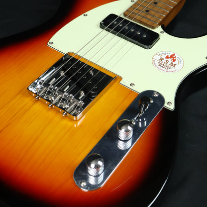 Bacchus BTE-2-RSM/M Roasted Maple Fretboard, Telecaster Electric Guitar W/ P-90 & Single Coil Pickups - 3-Tone Sunburst