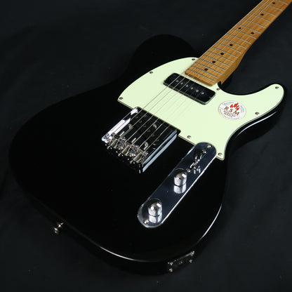 Bacchus BTE-2-RSM/M Roasted Maple Fretboard, Telecaster Electric Guitar W/ Bacchus P-90 & Single Coil Pickups - Black