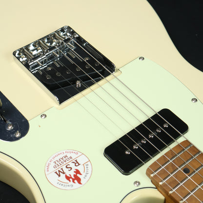 Bacchus BTE-2-RSM/M Roasted Maple Fretboard, Telecaster Electric Guitar W/ P-90 & Single Coil Pickups - Olympic White