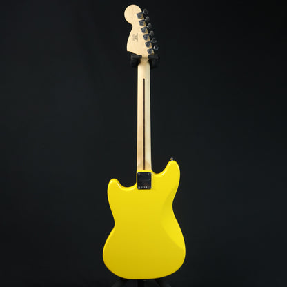 Squier FSR Bullet Competition HH Mustang Guitar w/ Black Stripes, Laurel FB, Graffiti Yellow