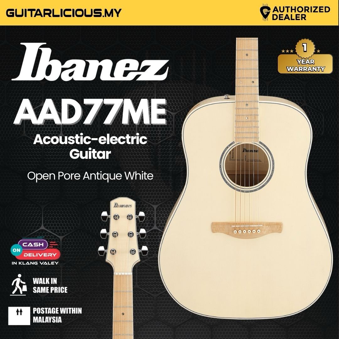 Ibanez AAD77ME Acoustic-electric Guitar - Open Pore Antique White