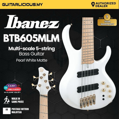 Ibanez BTB605MLM-PWN Multi-scale 5-string Electric Bass - Pearl White Matte