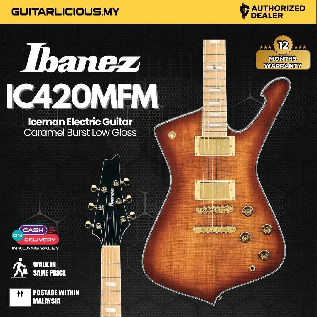 Ibanez Iceman IC420MFM Electric Guitar - Caramel Burst Low Gloss