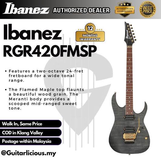 Ibanez RGR420FMSP-TGF Reverse Headstock Electric Guitar - Transparent Gray Flat