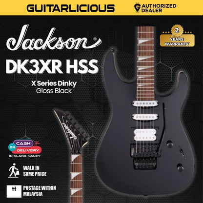 Jackson X Series Dinky DK3XR HSS Electric Guitar, Laurel FB, Gloss Black