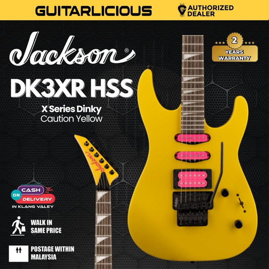 Jackson X Series Dinky DK3XR HSS Electric Guitar, Laurel FB, Caution Yellow