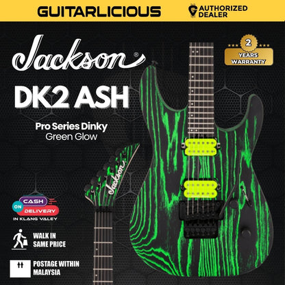 Jackson Pro Series Dinky DK2 Ash Electric Guitar, Ebony FB, Green Glow