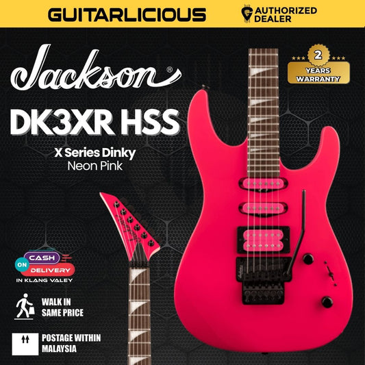 Jackson X Series Dinky DK3XR HSS Electric Guitar, Laurel FB, Neon Pink