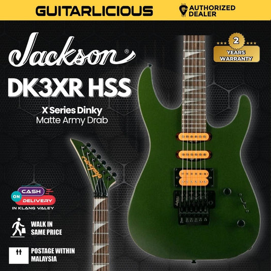 Jackson X Series Dinky DK3XR HSS Electric Guitar, Laurel FB, Matte Army Drab
