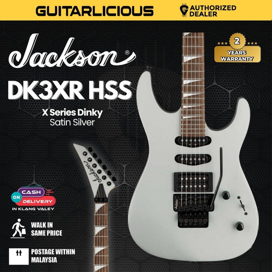 Jackson X Series Dinky DK3XR HSS Electric Guitar, Laurel FB, Satin Silver
