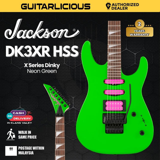 Jackson X Series Dinky DK3XR HSS Electric Guitar, Laurel FB, Neon Green