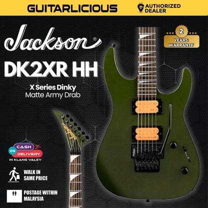 Jackson X Series Dinky DK2XR HH Electric Guitar, Laurel FB, Matte Army Drab